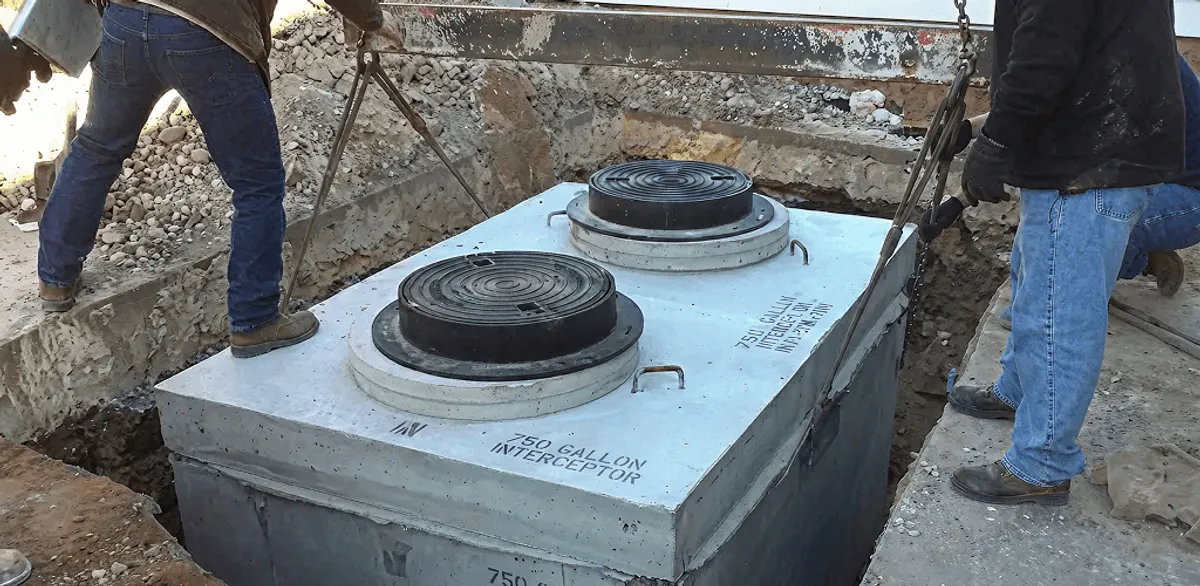 Grease trap installation for a commercial property drainage system in Sacramento, CA